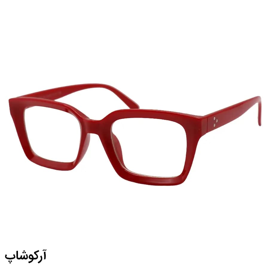 عینک Celine با فریم مستطیلی، جنس کائوچو، رنگ قرمز براق و لنز بلوکات و قابل تعویض مدل W68095