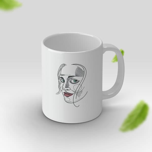 ماگ هنری چهره خانم زیبا