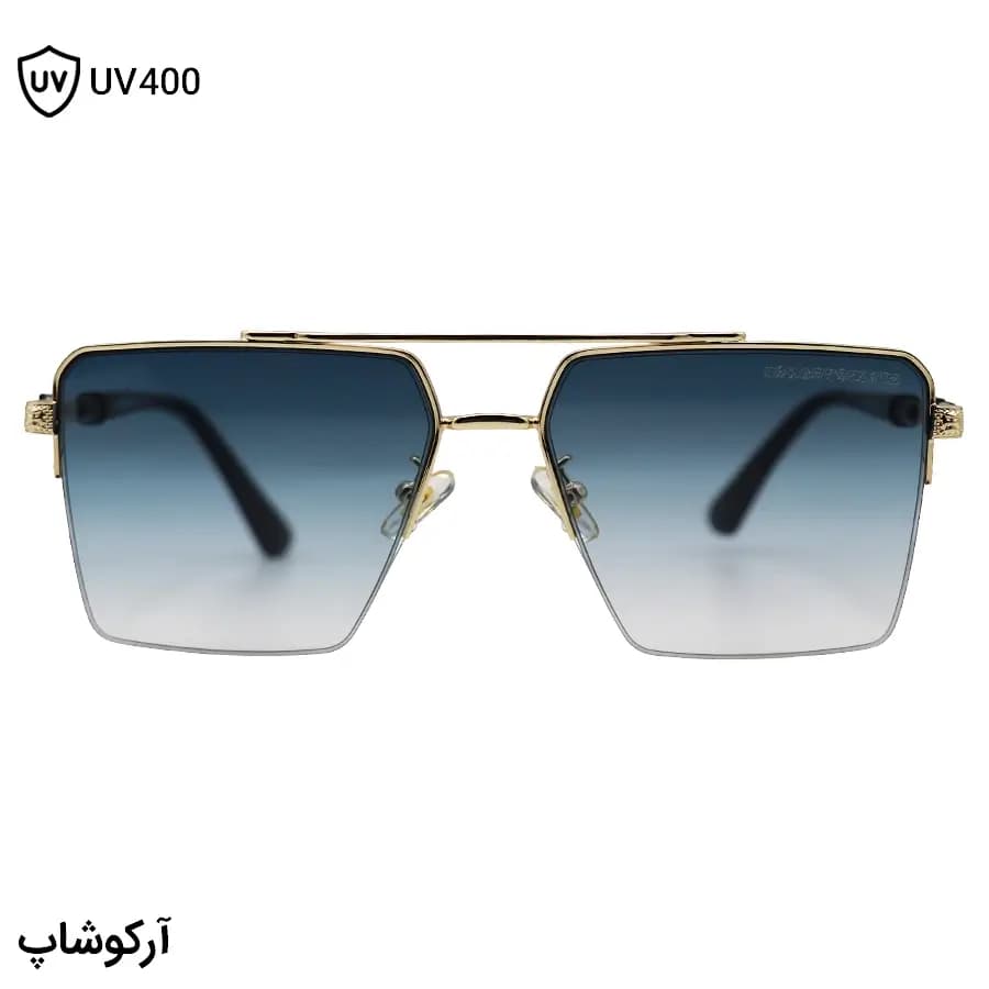 عینک آفتابی کروم هارتز با فریم طلایی، شکل مربعی، طرح نیم‌فریم و لنز آبی سایه روشن مدل 22320 — تصویر ۳