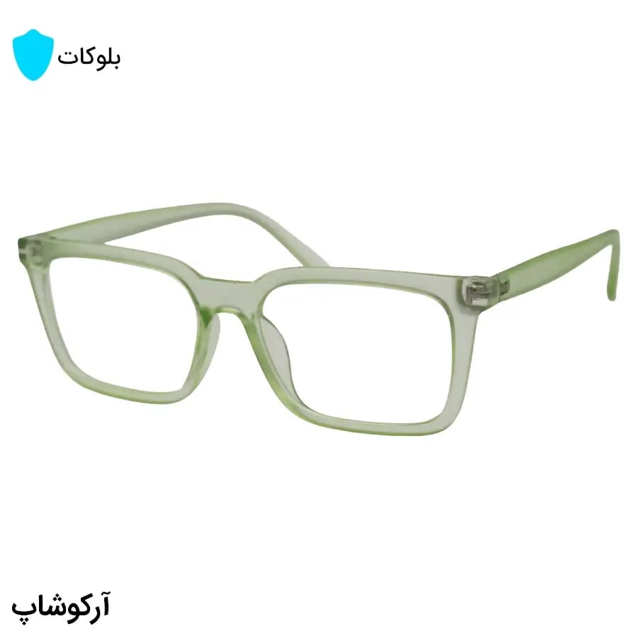 عینک با فریم شکل مستطیلی، از جنس کائوچو، رنگ سبز و لنز بلوکات و قابل تعویض مدل 203158