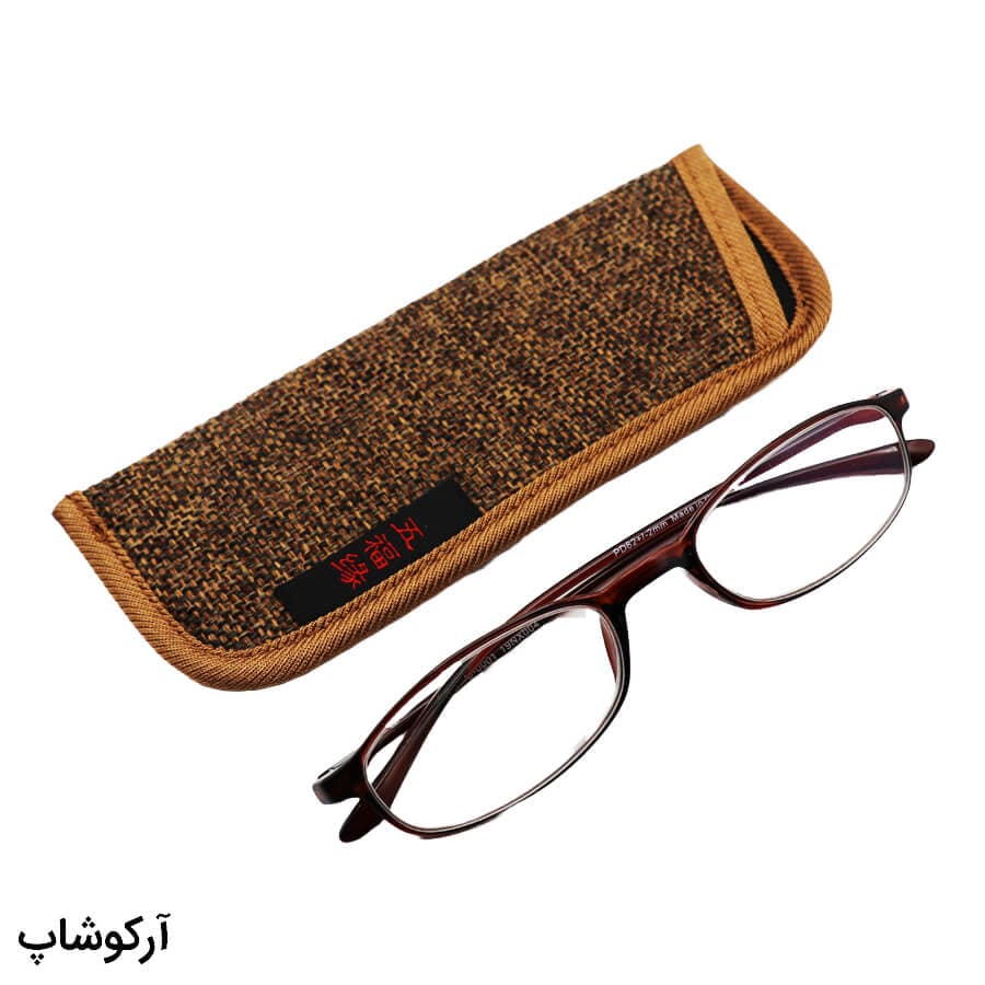 عینک مطالعه نمره +3.00 با فریم TR، نشکن، سبک، قهوه ای رنگ و لنز آنتی رفلکس مدل 19NX004