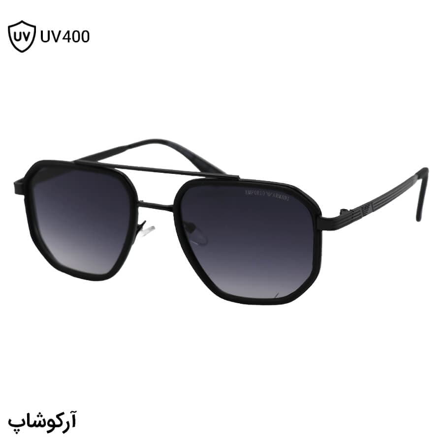 عینک آفتابی Emporio Armani با فریم شکل چندضلعی، رنگ مشکی و لنز دودی سایه روشن مدل 8046