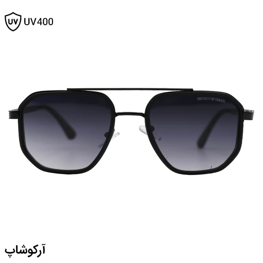 عینک آفتابی Emporio Armani با فریم شکل چندضلعی، رنگ مشکی و لنز دودی سایه روشن مدل 8046 — تصویر ۳