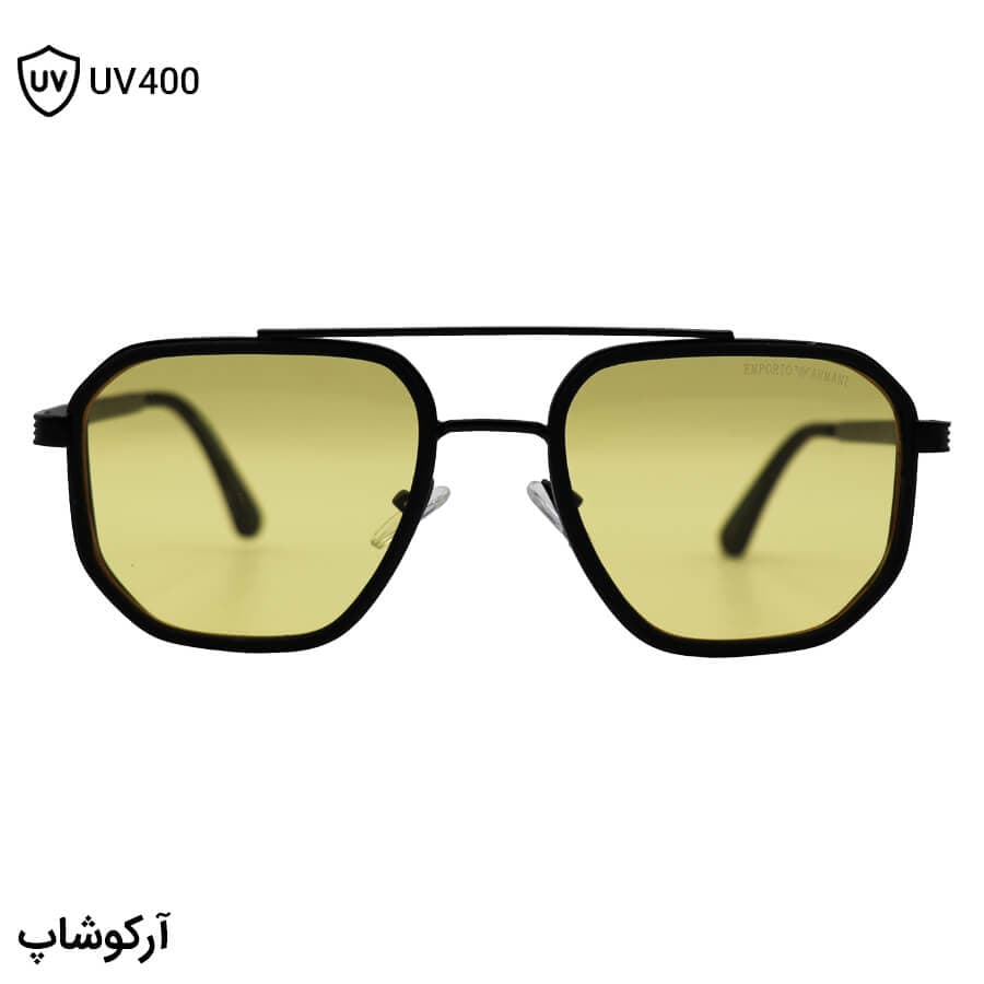 عینک دید در شب Emporio Armani با فریم شکل چندضلعی، رنگ مشکی و لنز زرد رنگ مدل 8046 — تصویر ۳