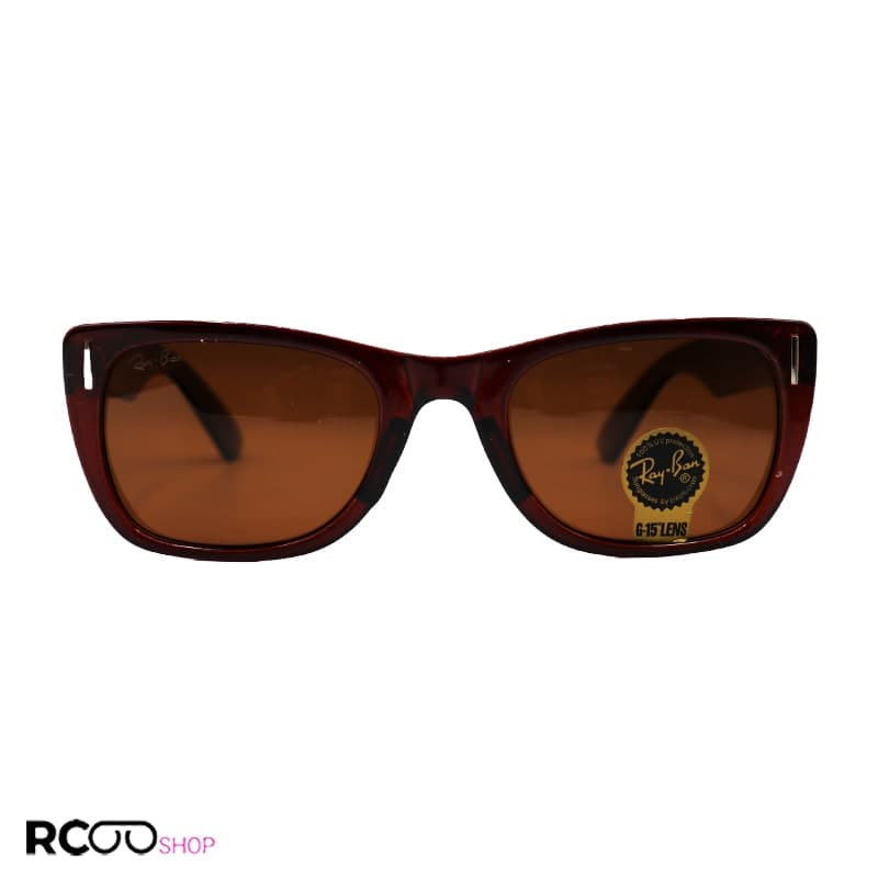 عینک آفتابی Ray-Ban با فریم قهوه‌ای، مستطیلی شکل، لنز قهوه ای و پلاریزه مدل P4029