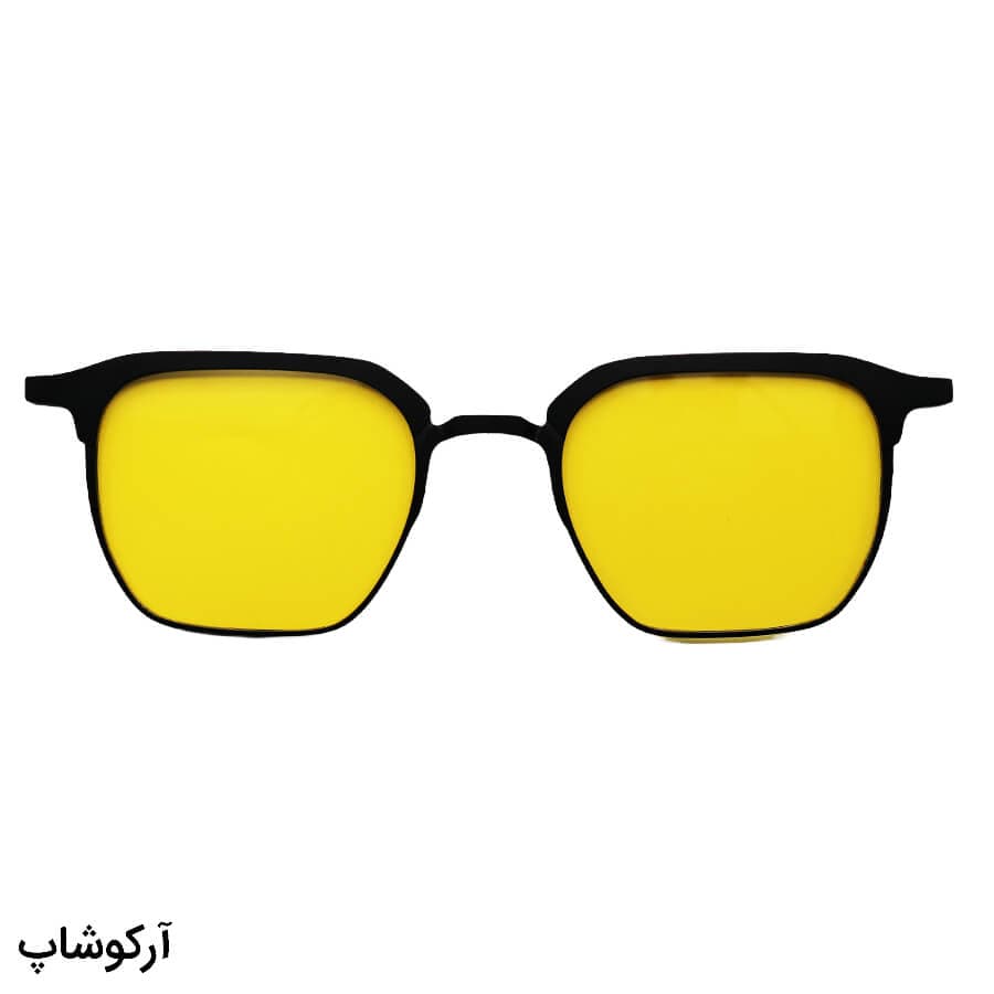 فریم عینک طبی 2 کاوره با فریم رنگ مشکی، مربعی شکل، از جنس آلومینیوم و دسته فنری مدل 7024 — تصویر ۳