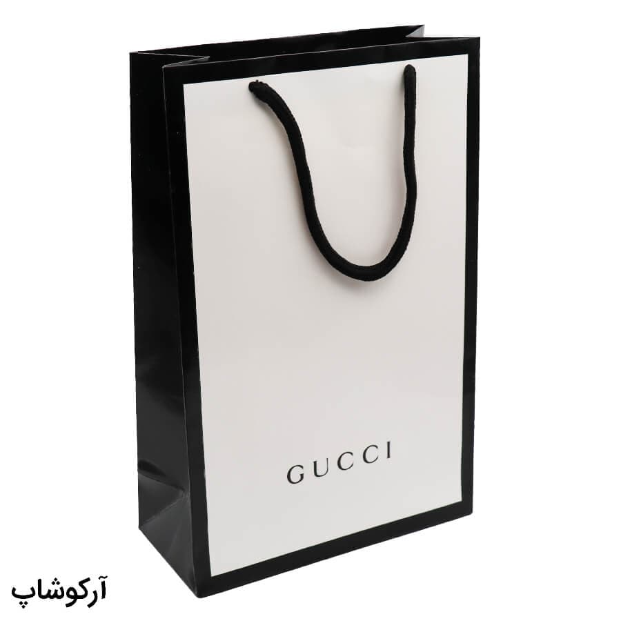 بگ، پاکت و ساک دستی هدیه عینک گوچی (GUCCI) با طراحی رنگ سفید و مشکی مدل 992980