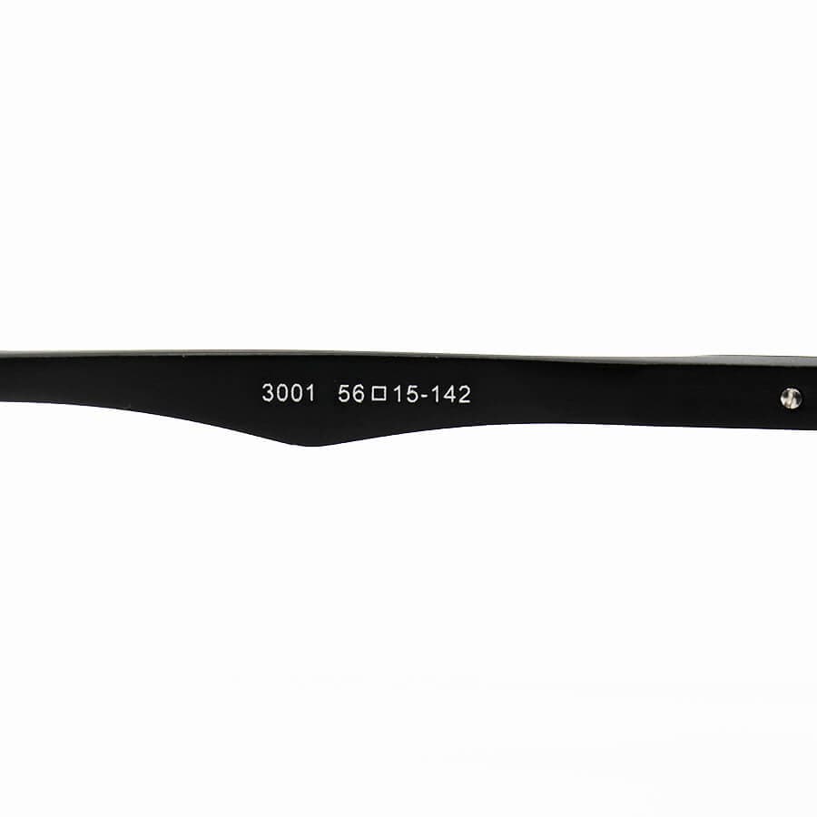 عینک آفتابی Ray-Ban با فریم مستطیلی، مشکی رنگ، دسته فنری و لنز دودی و پلاریزه مدل P3001 — تصویر ۶