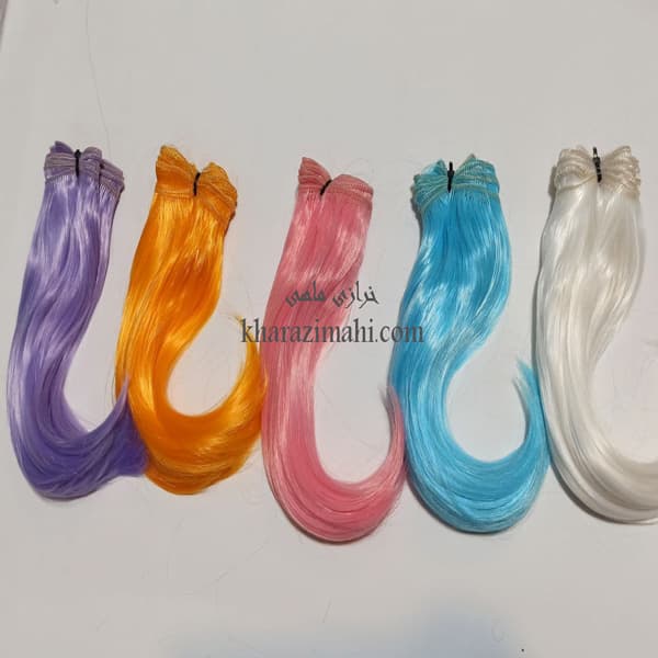 موی عروسک بیست و پنج سانت حالتدار رنگ فانتزی گیسو