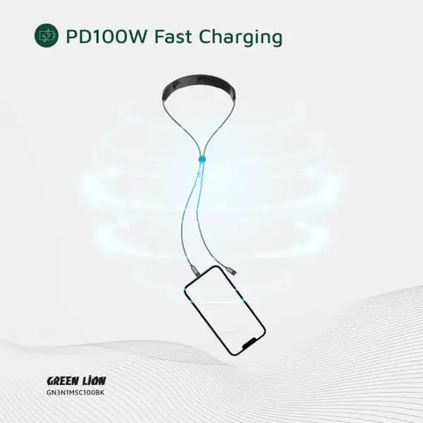 ماساژور گردنی کابلی 100 وات گرین لاین مدل Green Lion 3 in 1 Massager Cable PD 100W GN3N1MSC100BK — تصویر ۶