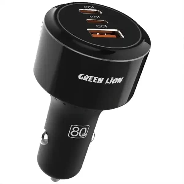 شارژر فندکی 80 وات 3 پورت گرین لاین مدل Green Lion Roadex Triple Port Car Charger