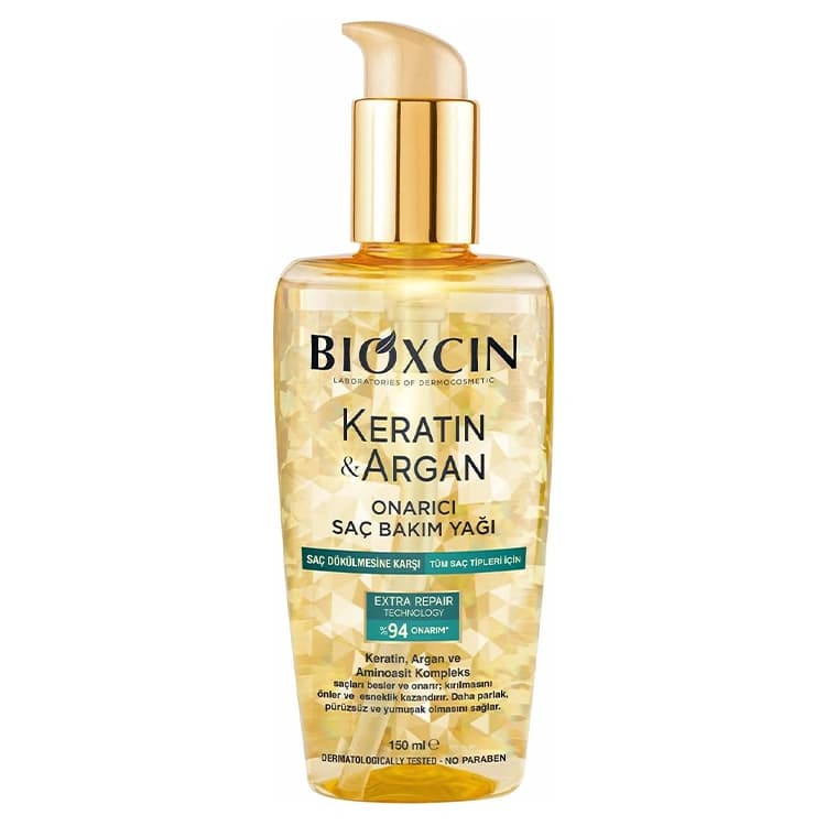 روغن مو Bioxcin مدل Keratin and Argan حجم 150 میلی لیتر