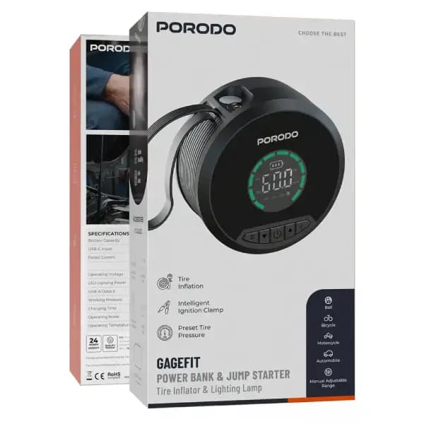پاوربانک و جامپ استارتر و پمپ باد و چراغ قوه پرودو مدل Porodo Gagefit — تصویر ۶