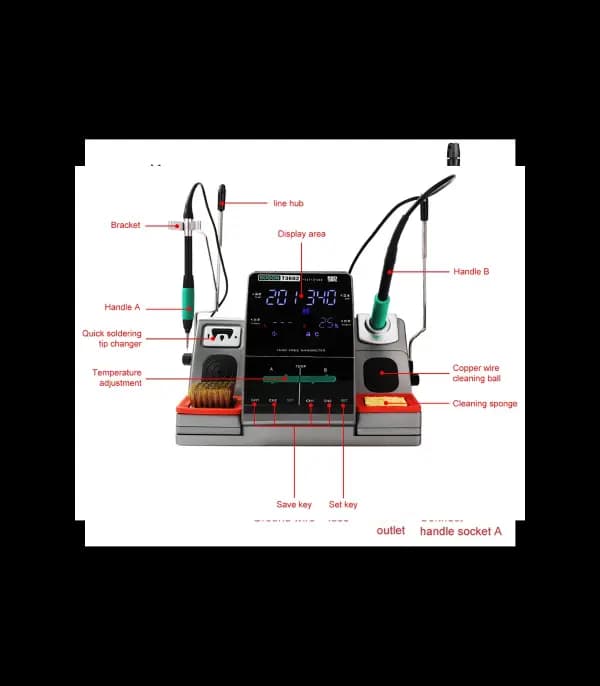 هویه دو قلو سوگون مدل SUGON T3602 Dual Channel Soldering Station T210-T115 — تصویر ۵