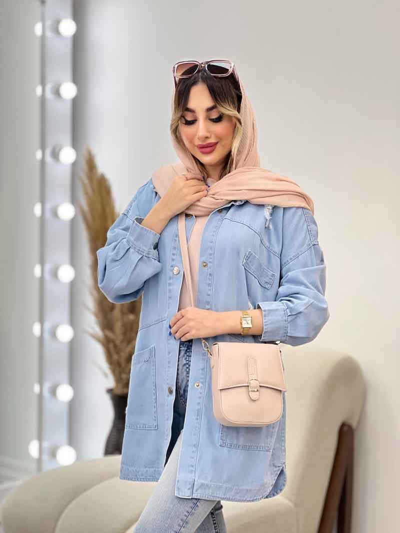 مانتو جین جیب کج زاپ دار کد 4954 — تصویر ۵