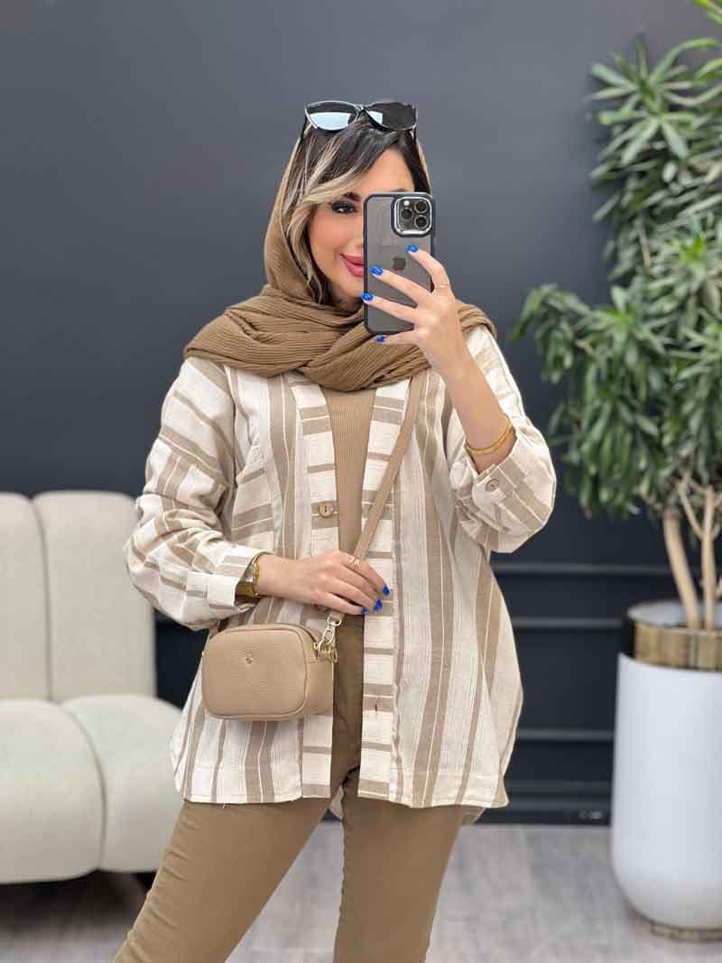 شومیز تک جیب راه راه پایین هلال کد 4922 — تصویر ۷