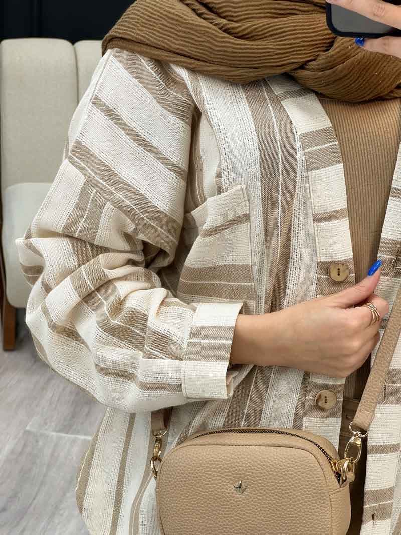 شومیز تک جیب راه راه پایین هلال کد 4922 — تصویر ۳