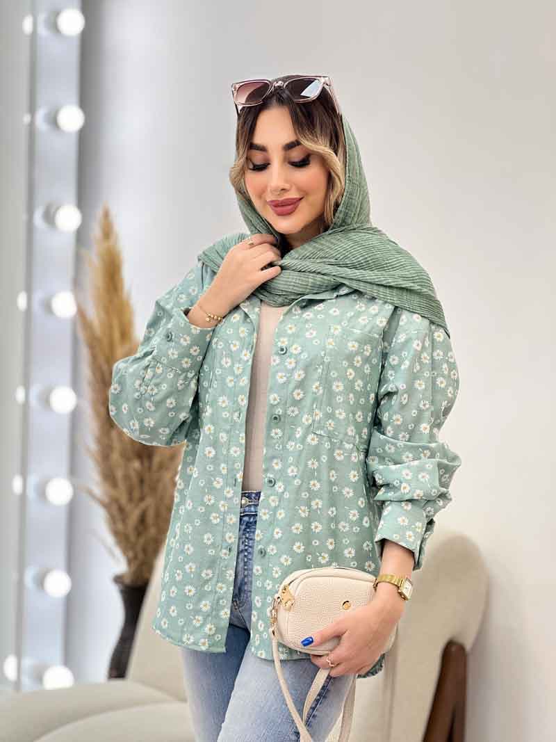 مانتو طرح گل بابونه دو جیب کد 4837 — تصویر ۶