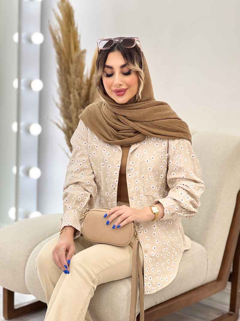 مانتو طرح گل بابونه دو جیب کد 4837 — تصویر ۸