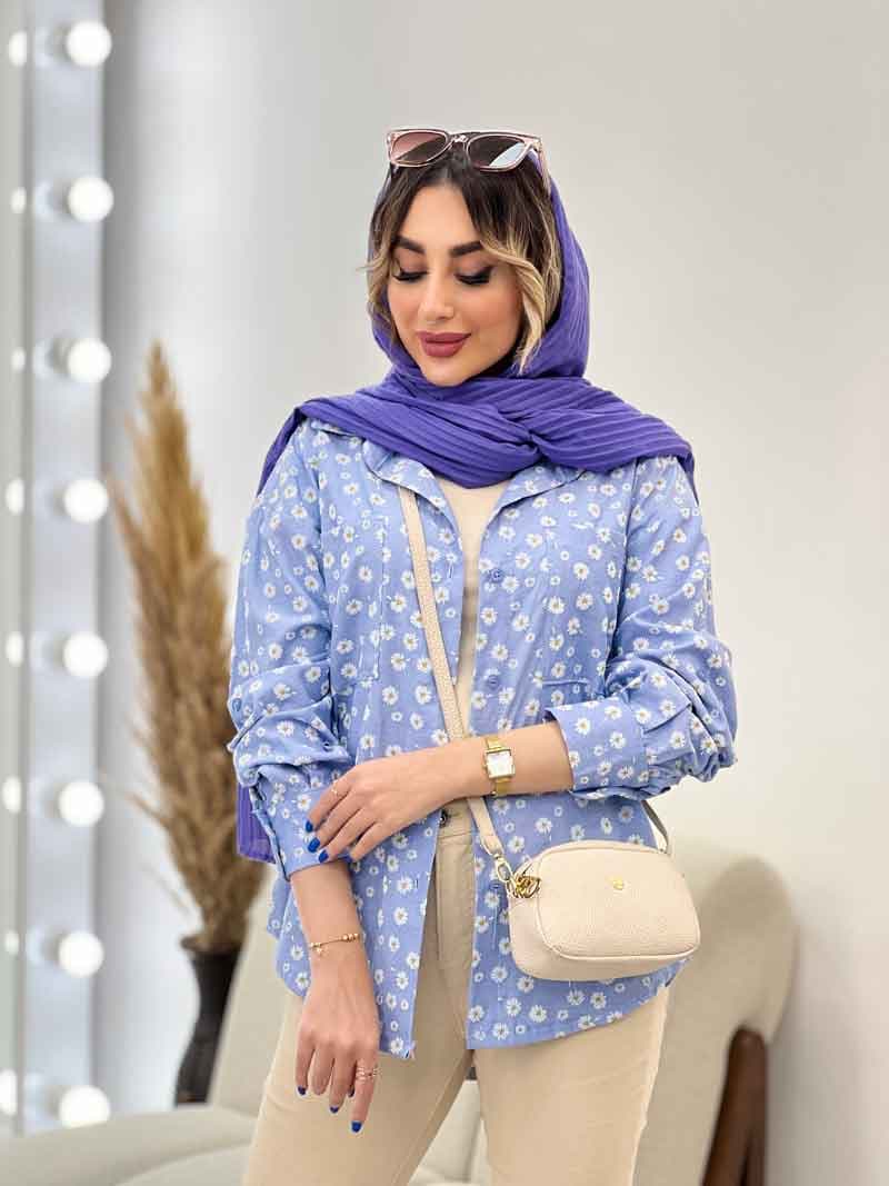مانتو طرح گل بابونه دو جیب کد 4837 — تصویر ۲