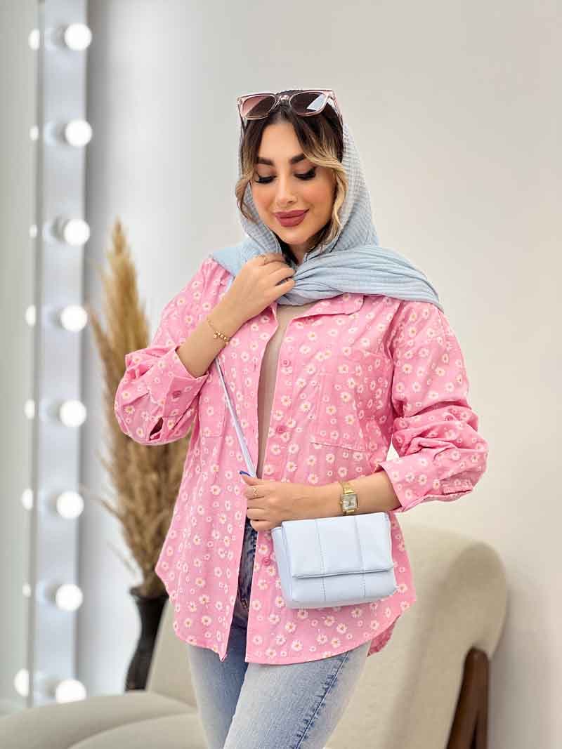 مانتو طرح گل بابونه دو جیب کد 4837 — تصویر ۷