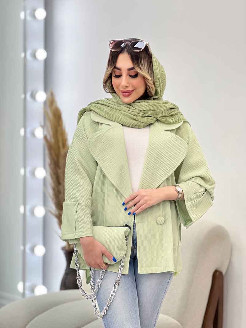 مانتو تک دکمه دو جیب کیف دار کد 4835 — تصویر ۳