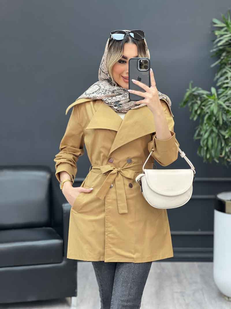 مانتو کمردار دو جیب کد 4381 — تصویر ۶