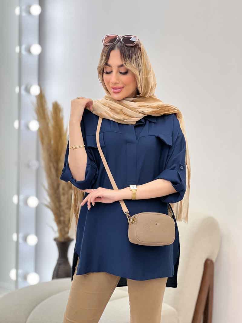 مانتو جلو بسته دو جیب نما کد 4699 — تصویر ۲