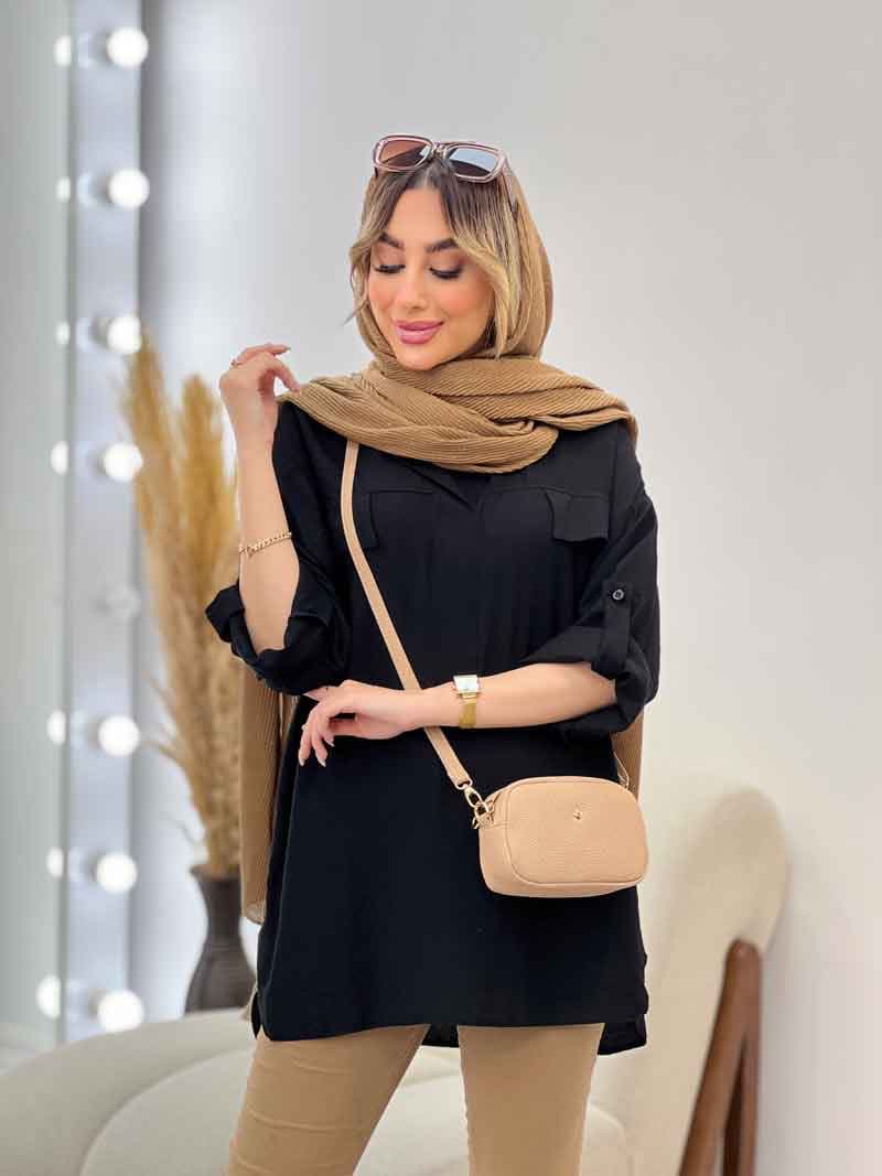 مانتو جلو بسته دو جیب نما کد 4699 — تصویر ۷