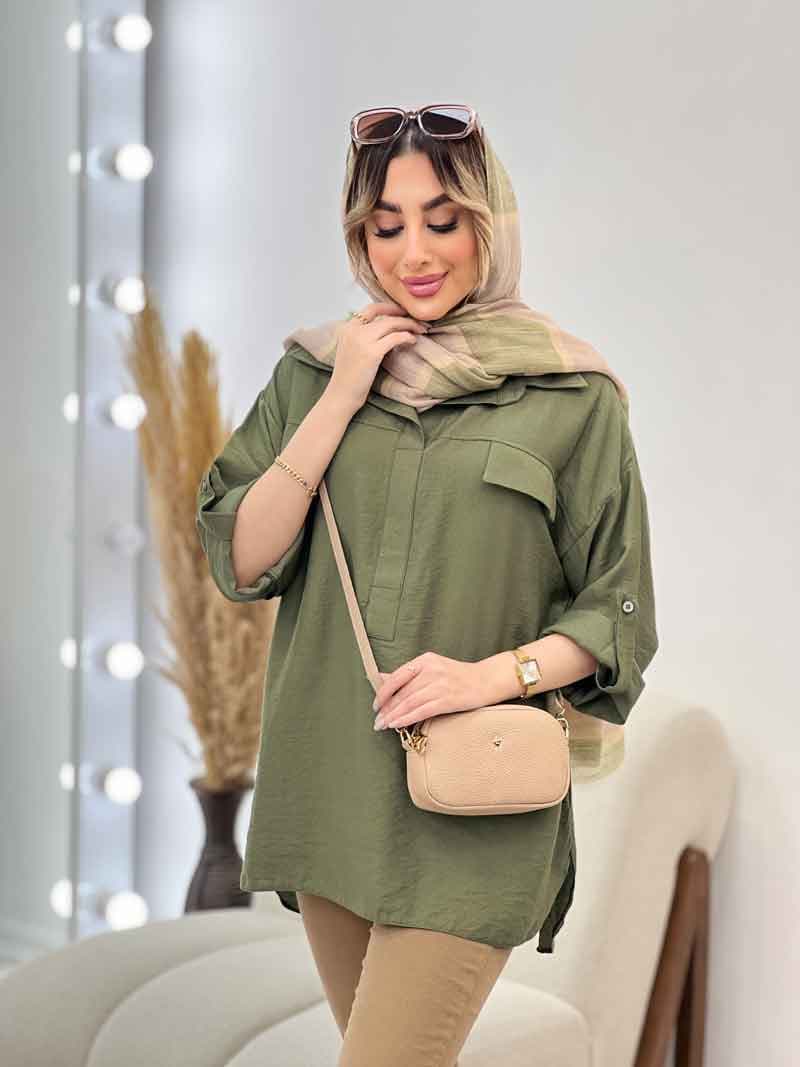 مانتو جلو بسته دو جیب نما کد 4699 — تصویر ۵