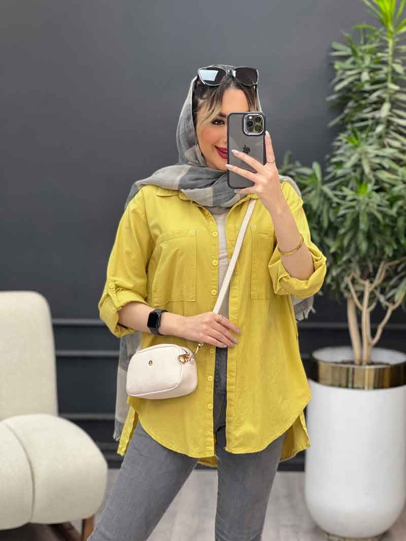 مانتو لینن رنگی بغل چهار دکمه کد 4707 — تصویر ۶