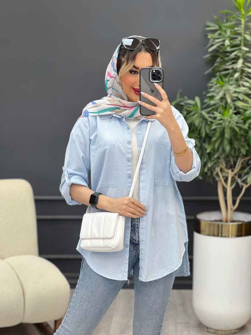 مانتو لینن رنگی بغل چهار دکمه کد 4707 — تصویر ۳