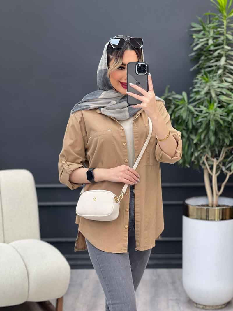 مانتو لینن رنگی بغل چهار دکمه کد 4707 — تصویر ۵