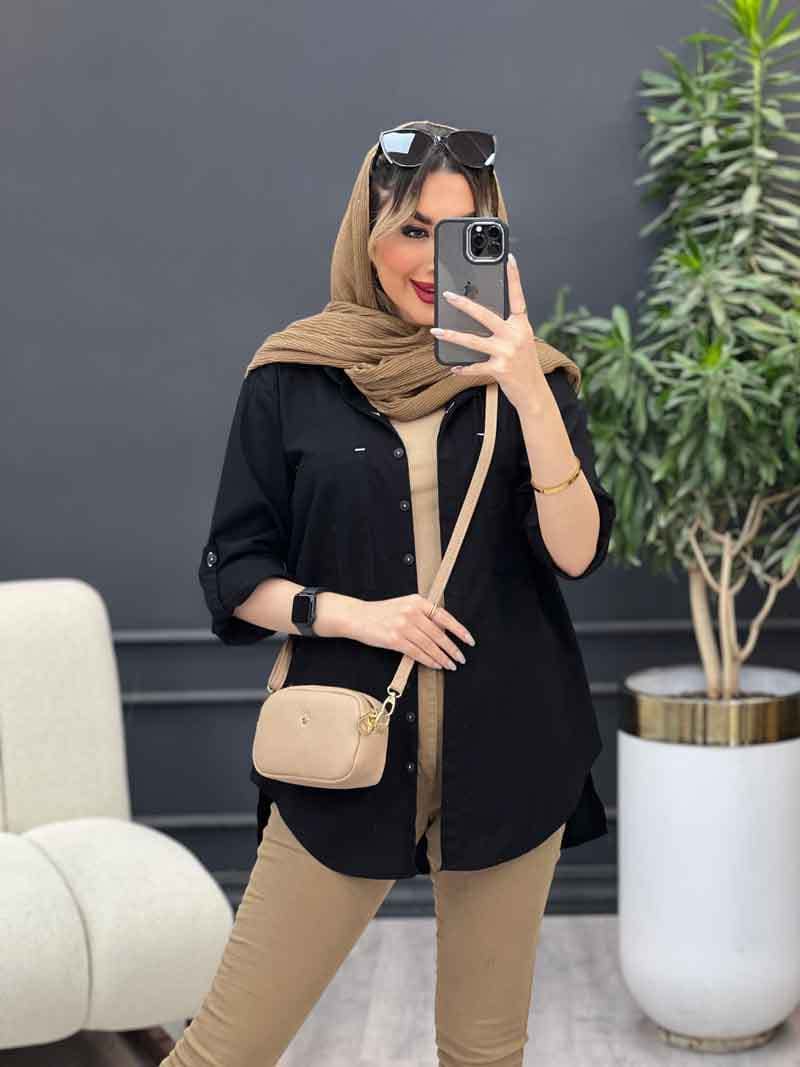 مانتو لینن رنگی بغل چهار دکمه کد 4707 — تصویر ۴