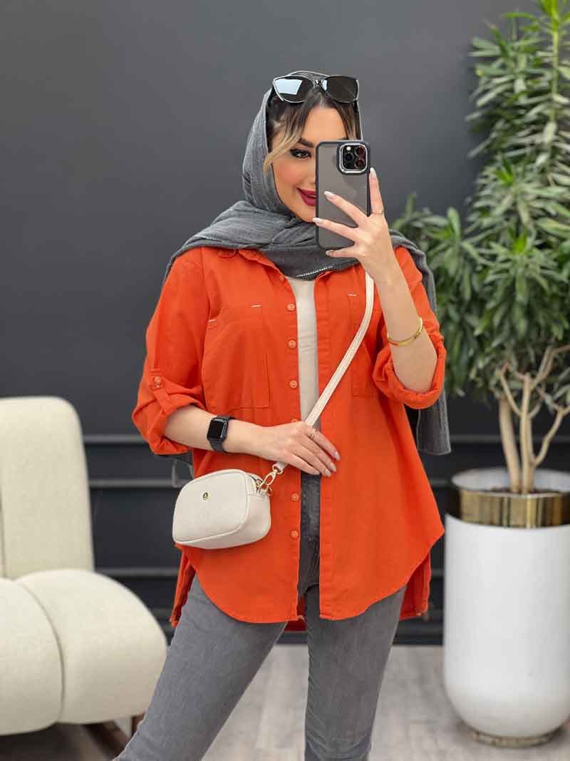 مانتو لینن رنگی بغل چهار دکمه کد 4707 — تصویر ۷