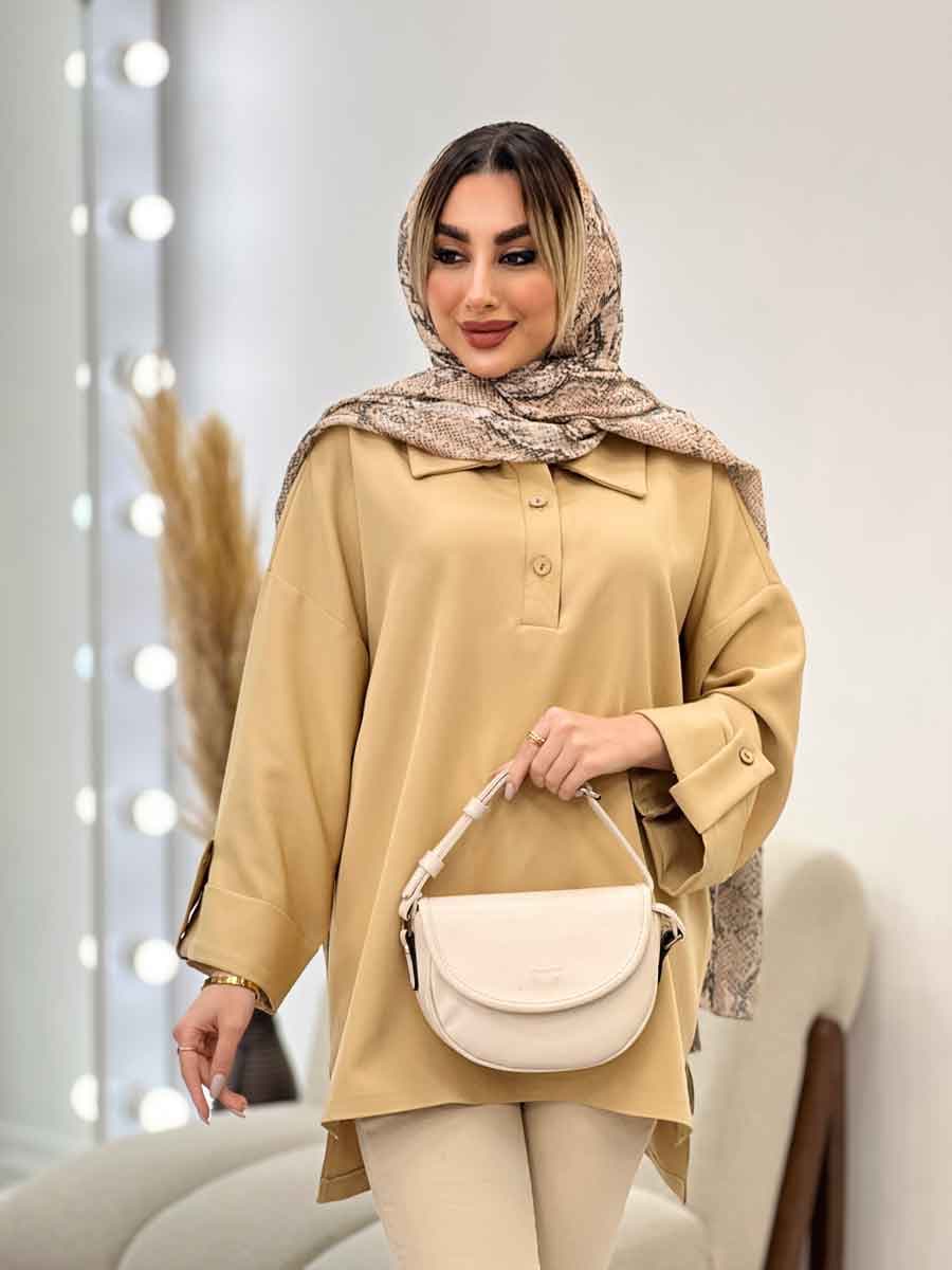 مانتو جلو بسته آستین پاگن کد 4569 — تصویر ۳