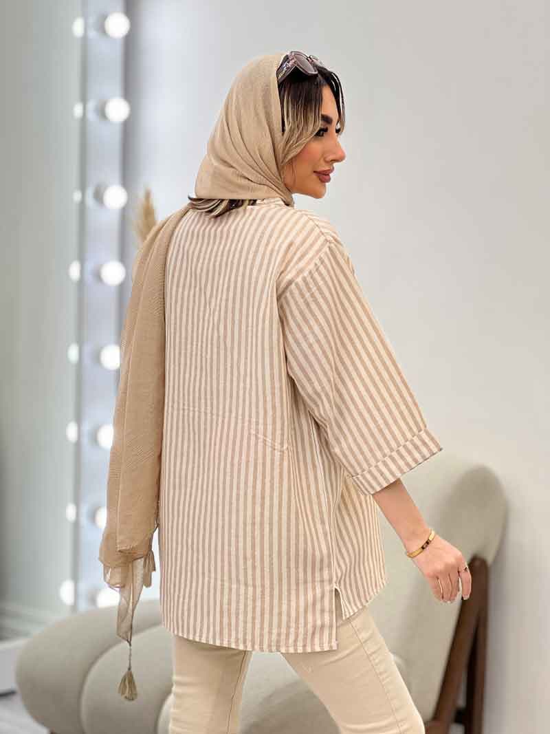 مانتو راه راه لمه دار کد 4697 — تصویر ۶