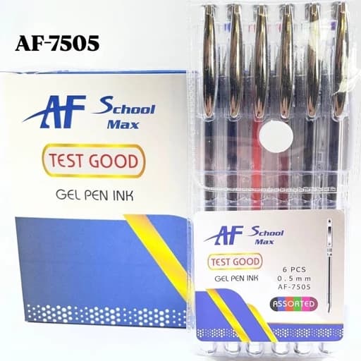 خودکار رنگی اسکول مکس بسته 6 رنگ قطر نوشتاری 0.5 میلیمتر کد AF-5505 پخش علم گستر