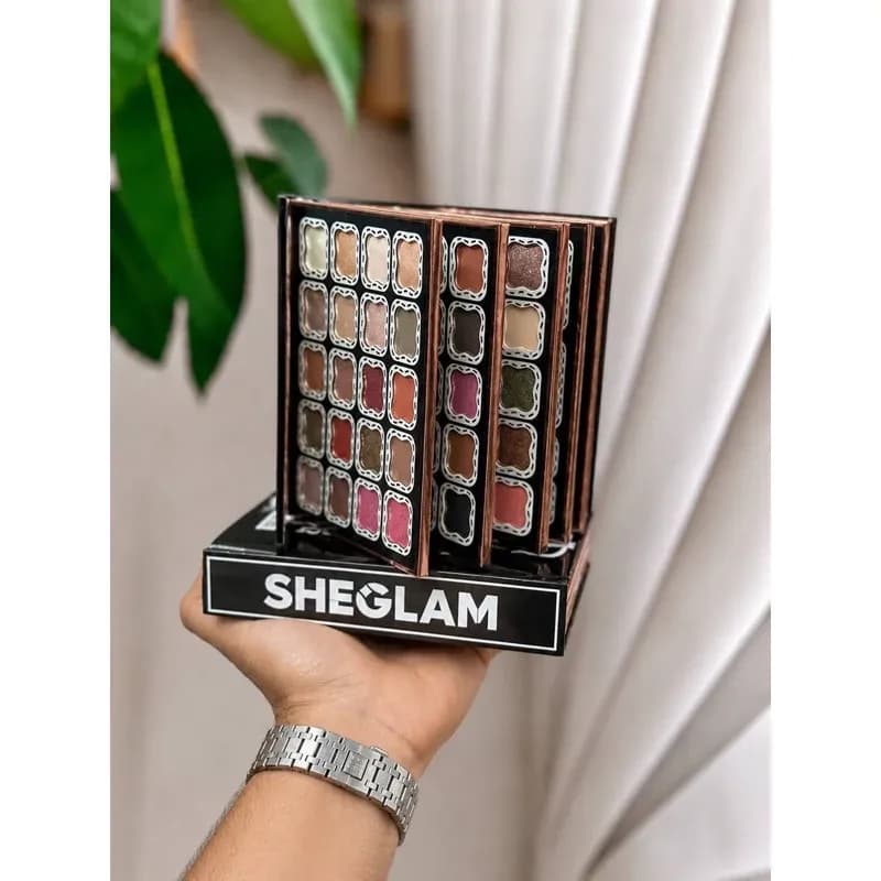 پالت سایه کتابی برند SHEGL با ۵۰ رنگ + هایلایتر رژگونه کانتور و کانسیلر کد 4033 — تصویر ۷