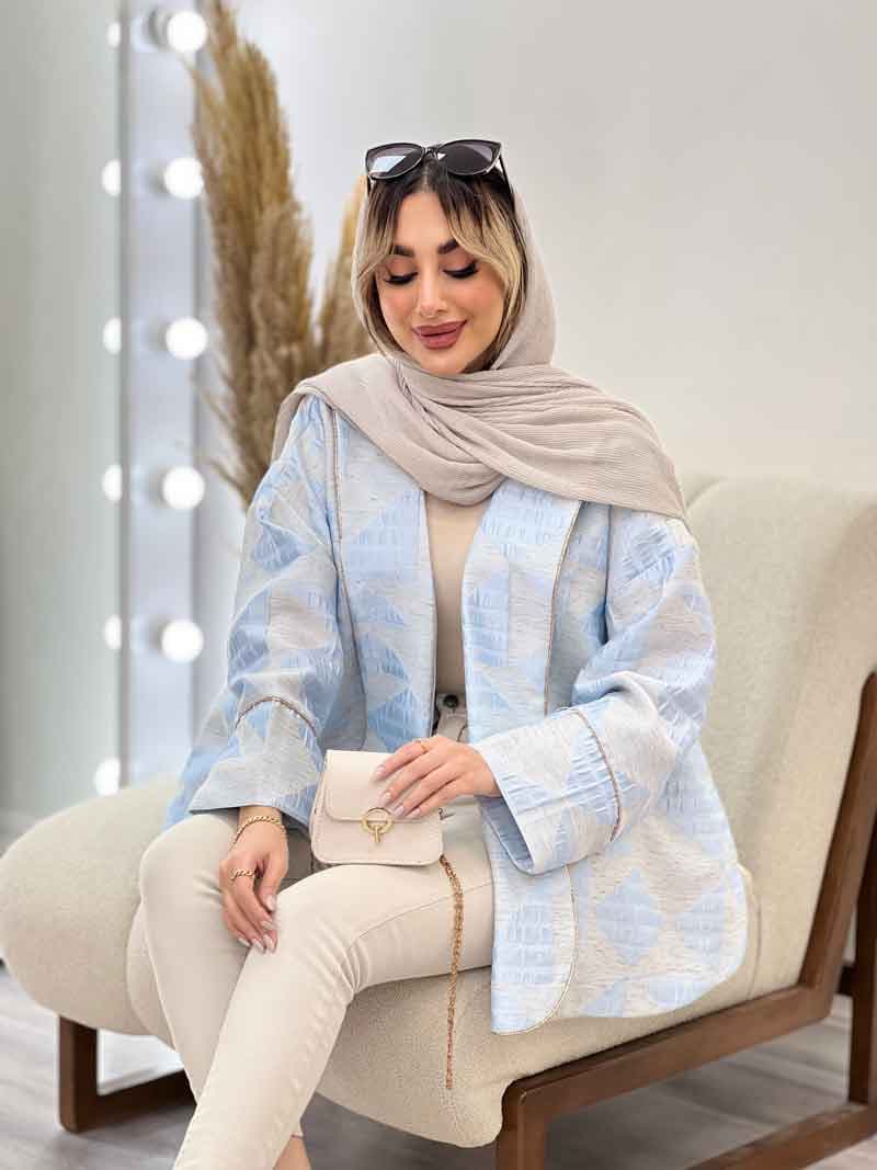 مانتو لبه مغزی دوزی طرح دار کد 4559 — تصویر ۷
