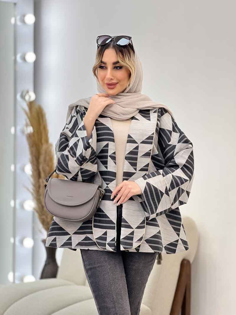 مانتو لبه مغزی دوزی طرح دار کد 4559 — تصویر ۳