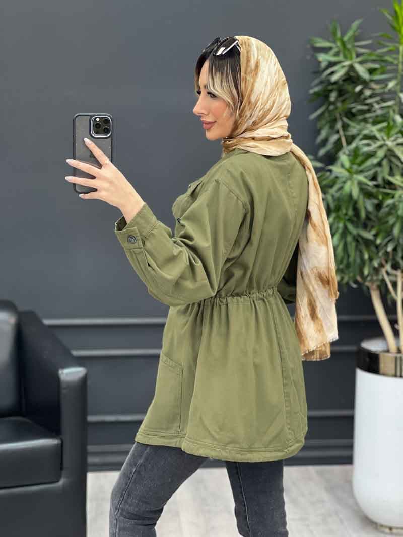 مانتو کتان چهارجیب کمر گت کد 4564 — تصویر ۵