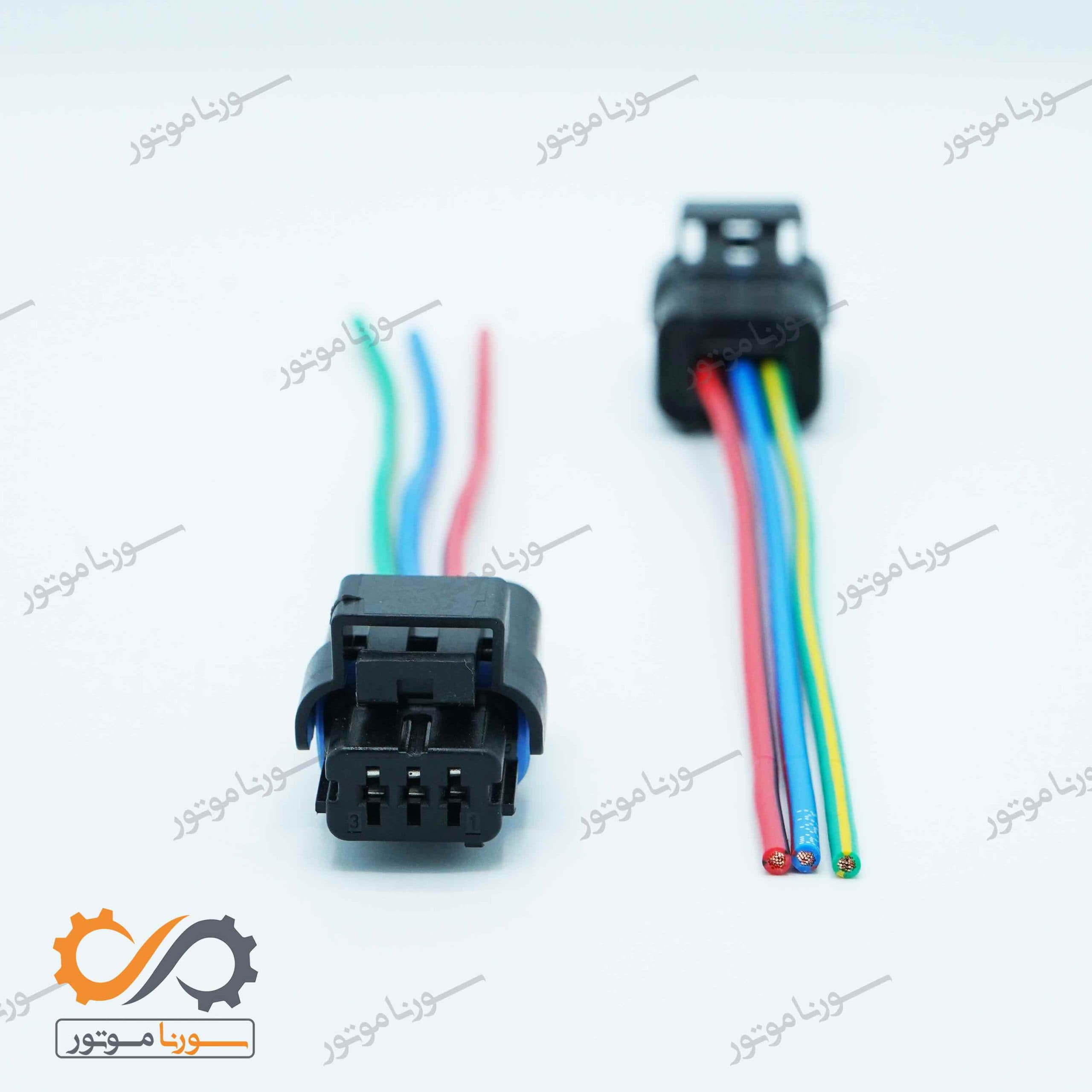 سوکت 3فيش سوزنی یا سوکت چراغ جلو پژو 206(سوکت مهره آب یا سوکت سنسور ميل سوپاپ پراید ساژم) — تصویر ۴