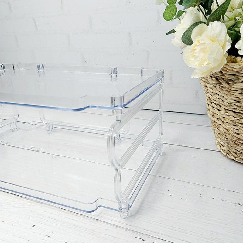 راف دو طبقه اکرولیک نظم دهنده کابینت (قفسه لیوان ، بشقاب و ظروف) — تصویر ۷