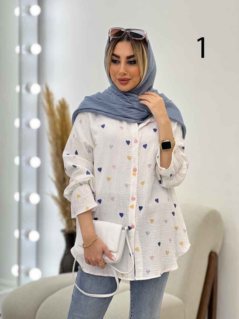 مانتو آستین کش طرح قلب کد 4541 — تصویر ۲