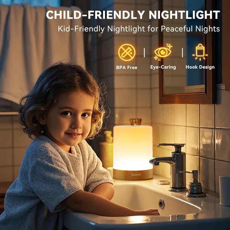 چراغ خواب LED لمسی Auxmir با قابلیت تنظیم نور — تصویر ۶
