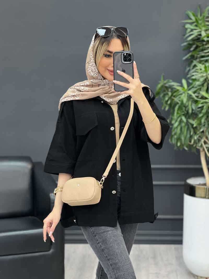 مانتو سرشانه پاگن دو جیب کد 4522 — تصویر ۶