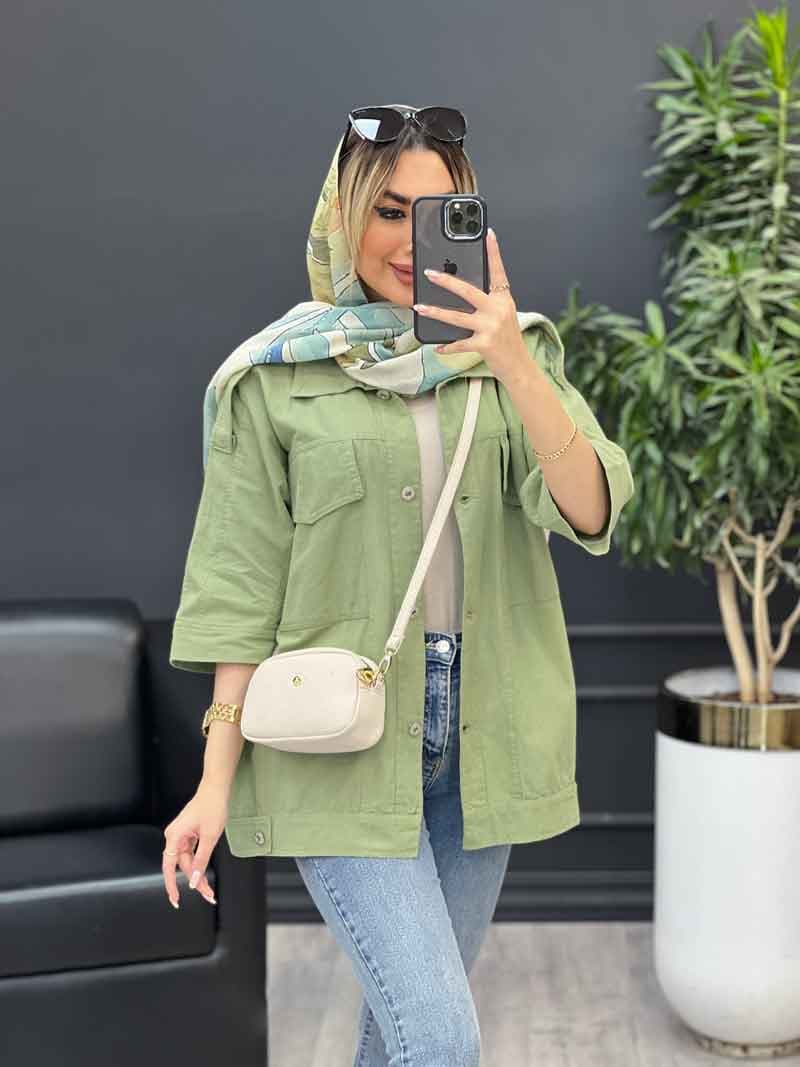مانتو سرشانه پاگن دو جیب کد 4522 — تصویر ۲