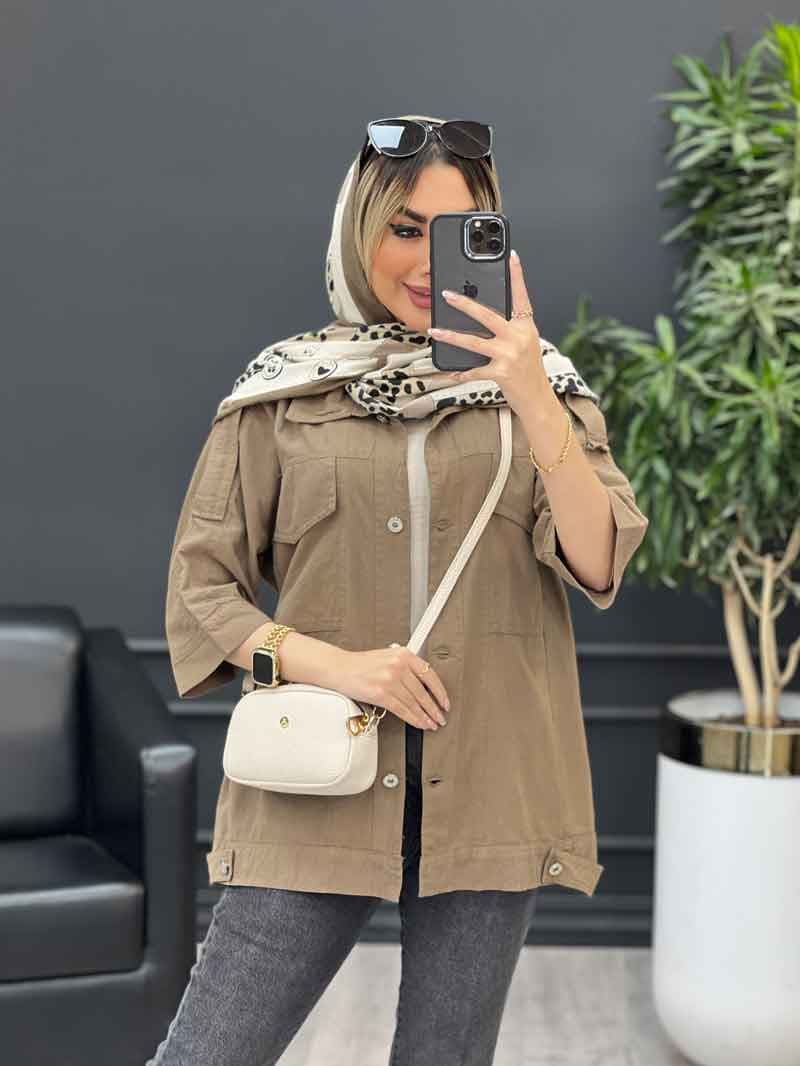 مانتو سرشانه پاگن دو جیب کد 4522 — تصویر ۴