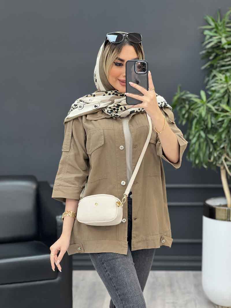مانتو سرشانه پاگن دو جیب کد 4522 — تصویر ۸